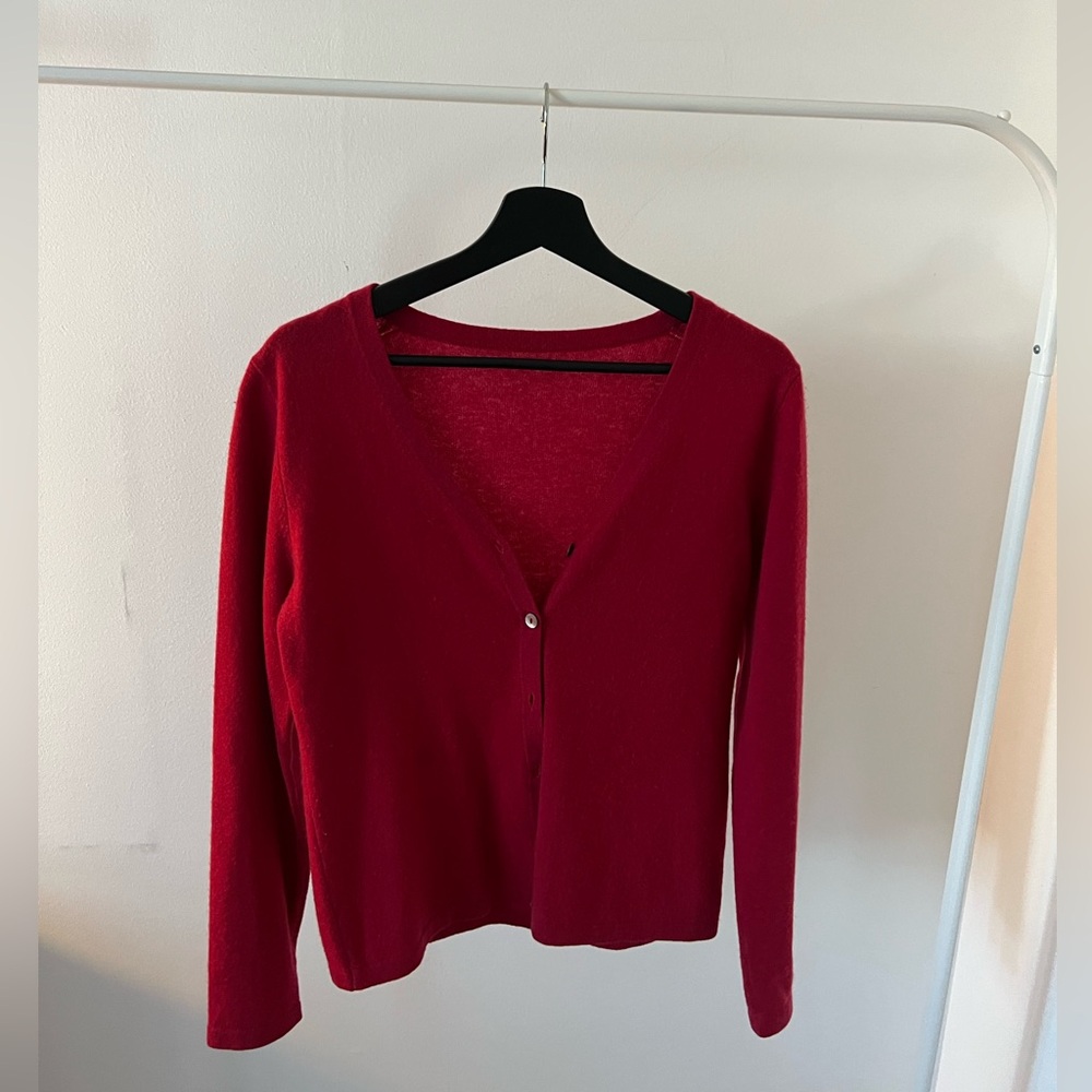 Red V-Neck Women's Sweater